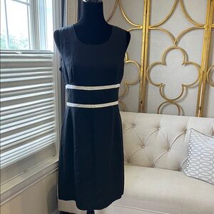 Un Deux Trois Black Dress with White Stripes